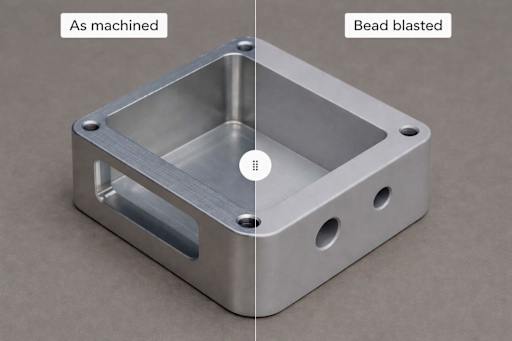 Détail de texture, arêtes et traces d’outil sur une pièce mécanique usinée